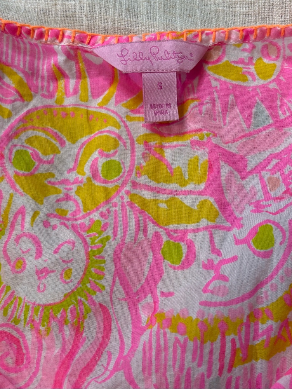 Lilly Pulitzer Kini in The Keys Lauren Top Size S Pink Orange Sleeveless Blouse - Picture 4 of 5